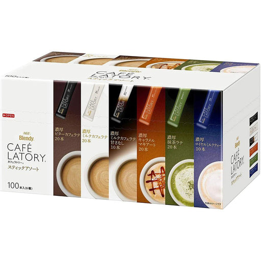 AGF Blendy Cafe Latory Instant Tea and Coffee Assortment Box 100 Sticks - Usagi Shop