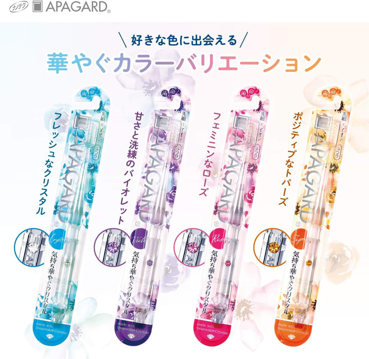 APAGARD Crystal Toothbrush, Crystal, Violet, Rose, Topaz, 4 Pieces - Usagi Shop