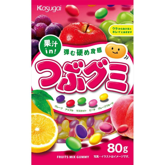 Kasugai Tsubu Gummy Mixed Fruit Flavor Gummies 80g (Pack of 3) - Usagi Shop