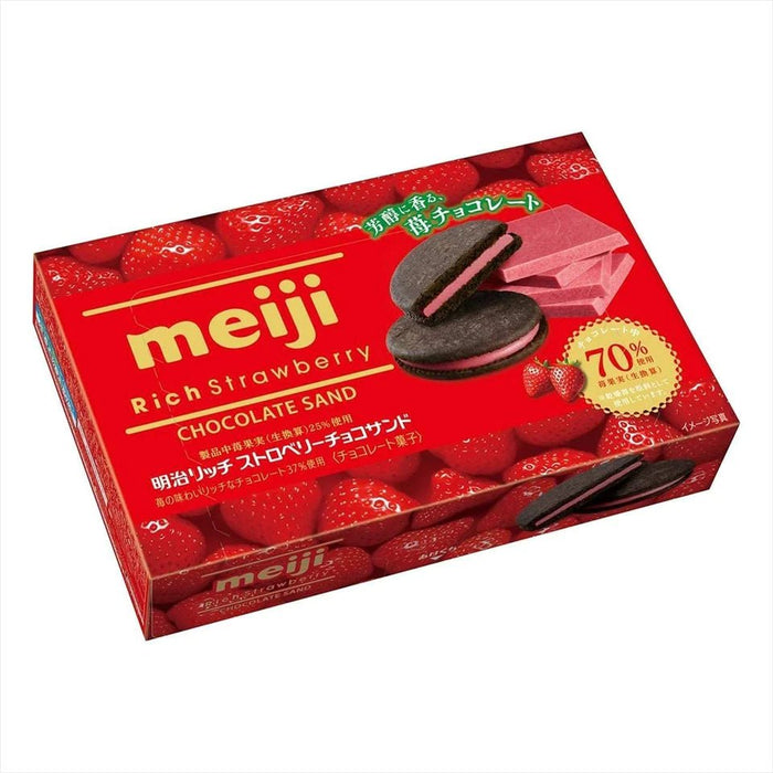 Meiji Rich Strawberry Sandwich Biscuits, 6 pieces - Usagi Shop