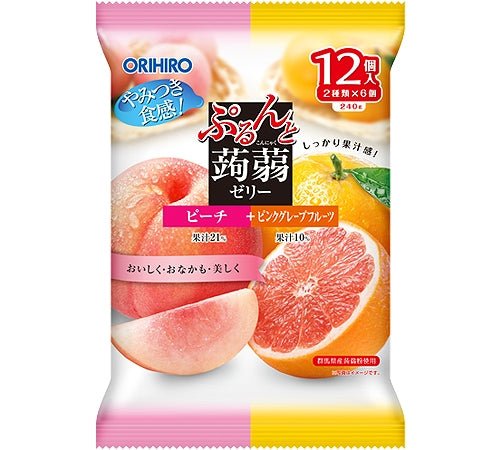 Orihiro Purunto Konjac Jelly Pouch Peach + Pink Grapefruit - Usagi Shop