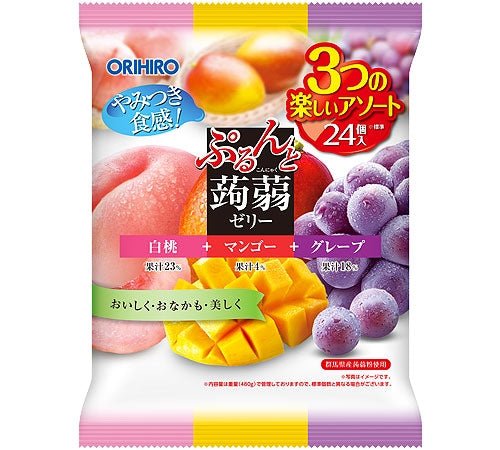 Orihiro Purunto Konnyaku Jelly Pouch Large Bag White Peach + Mango + Grape - Usagi Shop