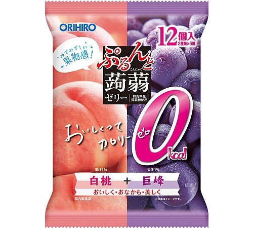 Orihiro Purunto Konnyaku Jelly Pouch Zero Calorie White Peach + Kyoho - Usagi Shop