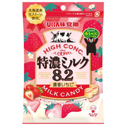 UHA Mikakuto Tokuno Milk 8.2 Thick Scented Strawberries - Usagi Shop